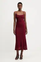 Šaty Bardot vínová barva, maxi, přiléhavé, 57998DB9