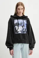 Bavlněná mikina adidas Originals Buffy Hoodie dámská, černá barva, s kapucí, s potiskem, JW0155