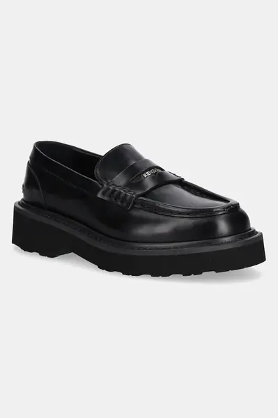Kožené mokasíny Kenzo Loafer dámské, černá barva, na plochém podpatku, FF52LO110L52.99