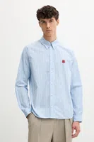 Bavlněná košile Kenzo pánská, modrá barva, relaxed, s klasickým límcem, FF65CH4109LD