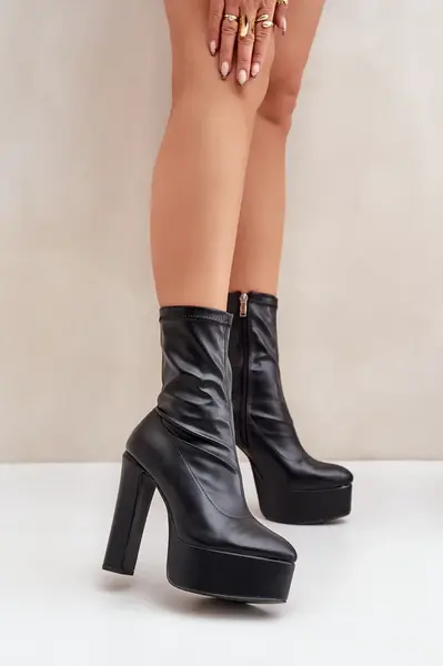 FS1 Boty Na Vysokém Podpatku A Platformě Černé Tennira