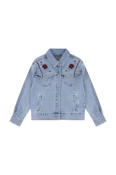 Dětská bunda Levi's OVERSIZED WESTERN TRUCKER modrá barva, 3EN567