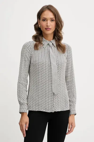 Košile Elisabetta Franchi dámská, béžová barva, regular, s klasickým límcem, CA10956E2