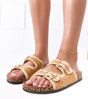marka niezdefiniowana Brown crochet sandals on cork sole Lavreta