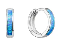 Evolution Group - Pavona Slušivé kruhové náušnice s modrými syntetickými opály 11402.1