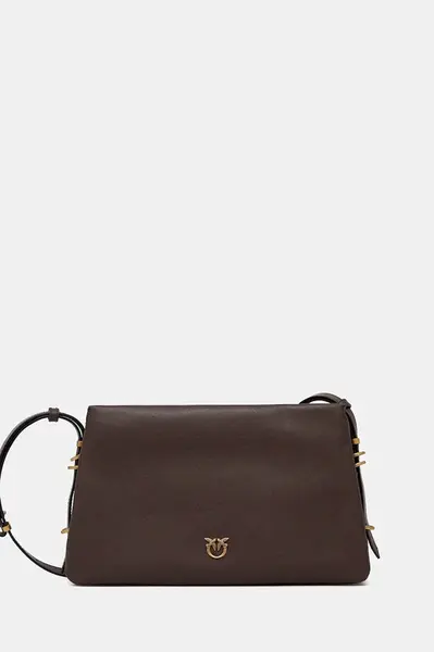 Kožená kabelka Pinko hnědá barva, 105161 A0QO