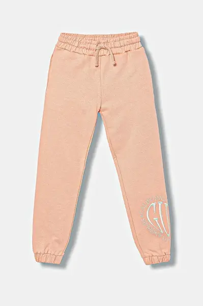 Dětské bavlněné tepláky Guess oranžová barva, s aplikací, K5YQ15 KAD74