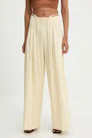 Kalhoty Answear.LAB dámské, žlutá barva, široké, high waist