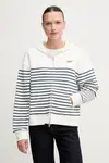 Bavlněná mikina Tommy Jeans dámská, bílá barva, s kapucí, vzorovaná, DW0DW20303