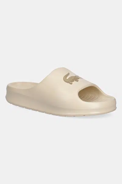 Pantofle Lacoste SERVE SLIDE 2.0 dámské, béžová barva, na platformě, 49CFA0025