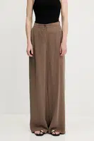 Kalhoty Answear.LAB dámské, hnědá barva, široké, high waist
