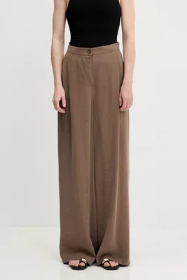 Kalhoty Answear.LAB dámské, hnědá barva, široké, high waist