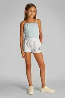Dětské bavlněné šortky Calvin Klein Jeans bílá barva, s potiskem, nastavitelný pas, IG0IG02959
