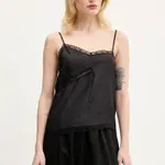 Hedvábná halenka MM6 Maison Margiela dámská, černá barva, hladká, S52NC0344.M35244