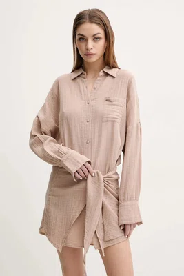 Bavlněné šaty Melissa Odabash hnědá barva, mini, oversize, Sara