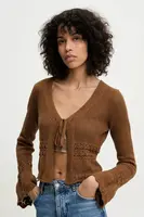 Bavlněný kardigan Answear.LAB dámský, hnědá barva, lehký