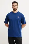 Bavlněné tričko The North Face Essential tmavomodrá barva, NF0A87NRD1R1
