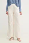 Kalhoty s příměsí lnu Marella COCCIO béžová barva, high waist, 2513131134200