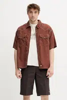 Košile Dickies pánská, hnědá barva, relaxed, s klasickým límcem, DK0A4Z7MK471