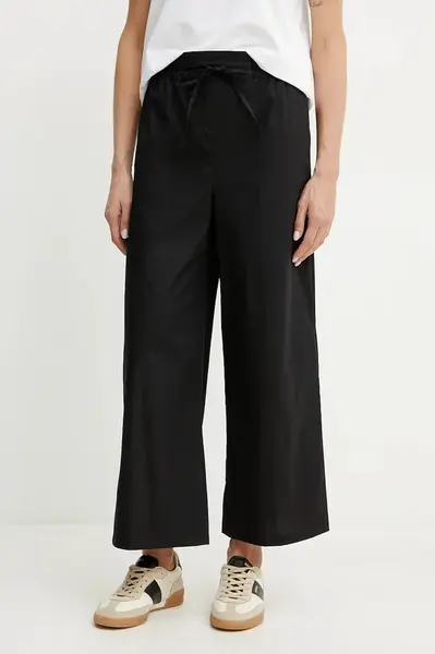 Bavlněné kalhoty Marella Emme by Marella dámské, černá barva, široké, high waist, 2515131082200