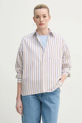 Bavlněná košile A.P.C. chemise stephanie modrá barva, relaxed, s klasickým límcem, COHEI.F12605