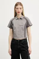 Košile Guess Originals dámská, šedá barva, slim, s klasickým límcem, W5GH0K WGB5B