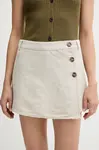 Kalhotová sukně Pepe Jeans dámská, béžová barva, hladká, medium waist, PL901224
