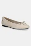 Semišové baleríny Tommy Hilfiger TOE CAP SUEDE BALLERINA béžová barva, FW0FW08909