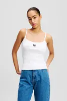 Bavlněný top Karl Lagerfeld IKON bílá barva, A2W17070