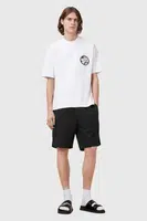 Šortky s příměsí lnu AllSaints HANBURY pánské, černá barva, M022TA