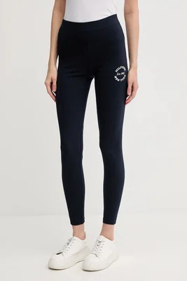 Legíny Tommy Hilfiger dámské, tmavomodrá barva, s potiskem, UW0UW05893