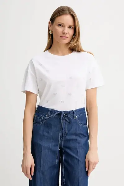 Bavlněné tričko Liu Jo dámské, bílá barva, WA5147.JS923