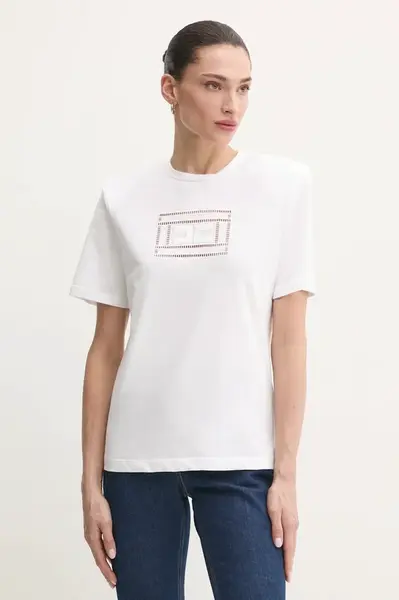 Bavlněné tričko Elisabetta Franchi bílá barva, MA01651E2