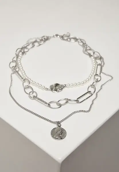 Vícevrstvý náhrdelník Ocean - stříbrný