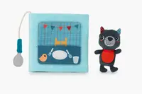 Lilliputiens - textilná knižka s prstovou bábkou - vlk Ľudovít sa učí jesť