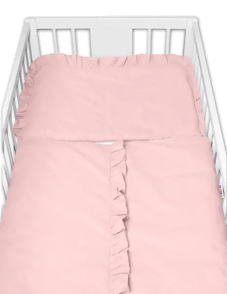 2-dielne bavlnené obliečky s volánikom SOFT, Baby Nellys, púdrovo ružové