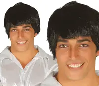 Pánska parochňa čierna krátka s ofinou