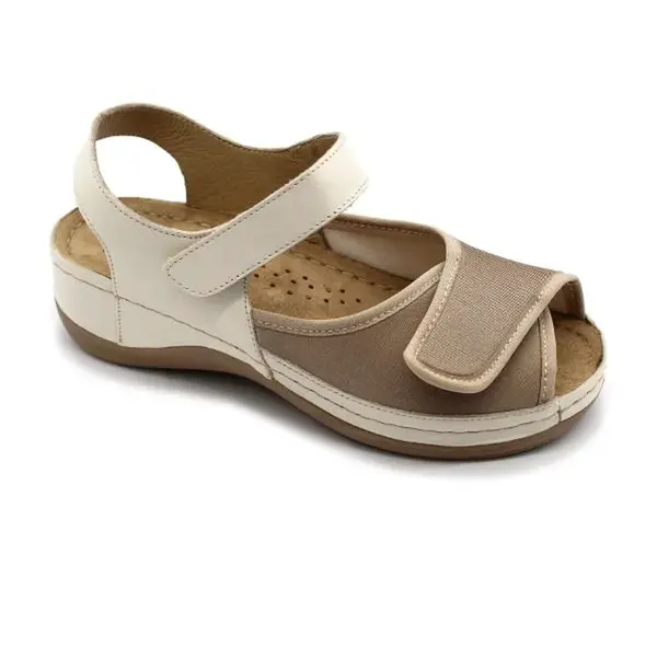 Leon 934 Dámske zdravotné kožené sandále 41 - 26cm, béžová, 4,5 cm