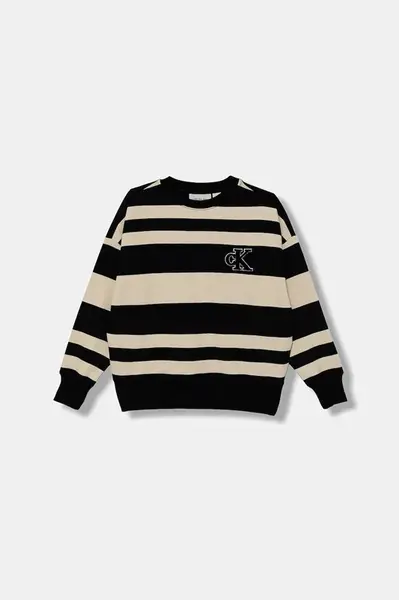 Mikina Calvin Klein Jeans černá barva, vzorovaná, IB0IB02558