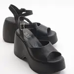 LuviShoes Abbon Black Skin Genuine Leather Women's Sandals