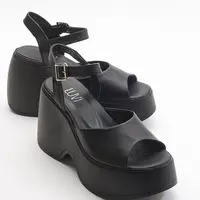LuviShoes Abbon Black Skin Genuine Leather Women's Sandals