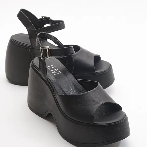 LuviShoes Abbon Black Skin Genuine Leather Women's Sandals