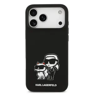 Zadní kryt Karl Lagerfeld Liquid Silicone K&CH Sketch MagSafe pro Apple iPhone 17 Pro Max, černá