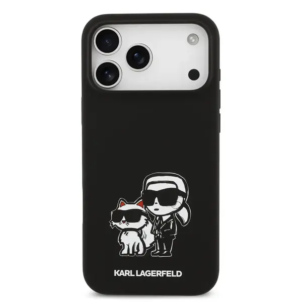 Zadní kryt Karl Lagerfeld Liquid Silicone K&CH Sketch MagSafe pro Apple iPhone 17 Pro Max, černá