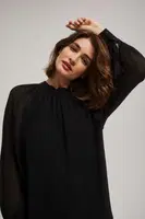 Marisse Shirt With Pleated Sleeves, Black