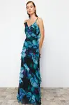 Trendyol Multicolored Ruffled Woven Long Evening Dress