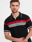 Ombre Men's fitted polo shirt with two-tone stripes - black