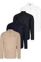 SET OF FOUR G783 DEWBERRY JUDGE COLLAR SHIRT-BLACK-WHITE-NAVY-BEIGE