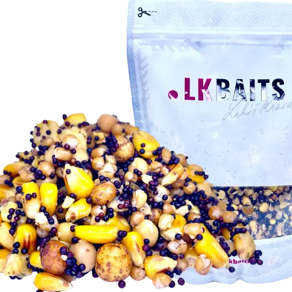 LK Baits Partikl Mix vařený - kukuřice, řepka, pšenice, hrách, tygří ořech 5kg