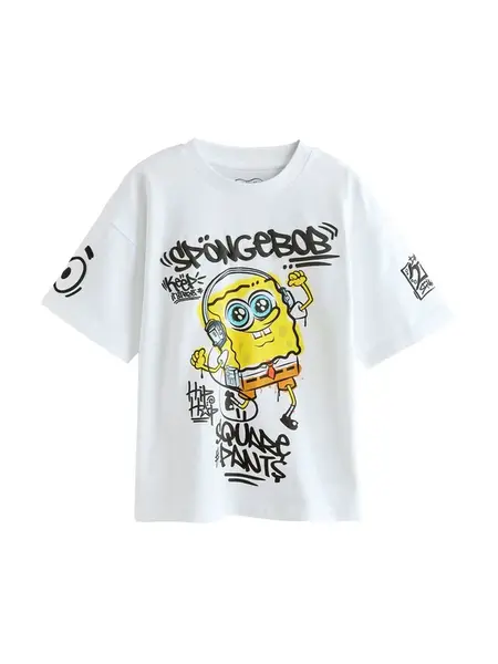 Next Tričko 'Spongebob'  vodová / žltá / čierna / biela